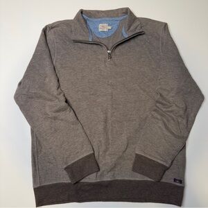 Faherty Men's Brown 1/4 Zip Pullover Sweater Organic Cotton Blend Size L